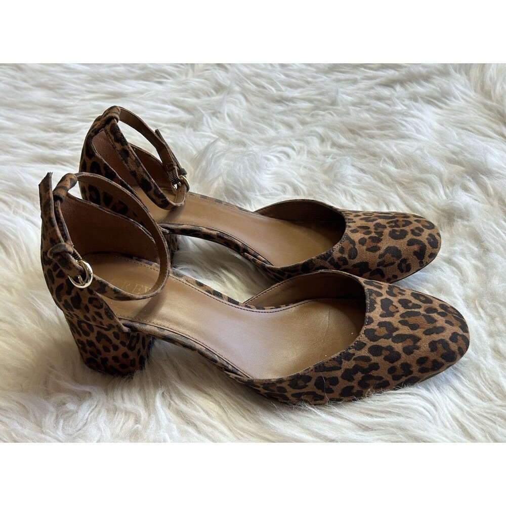 J.Crew Size 9 Leopard Print Wedge Sandals Ankle Strap Heels